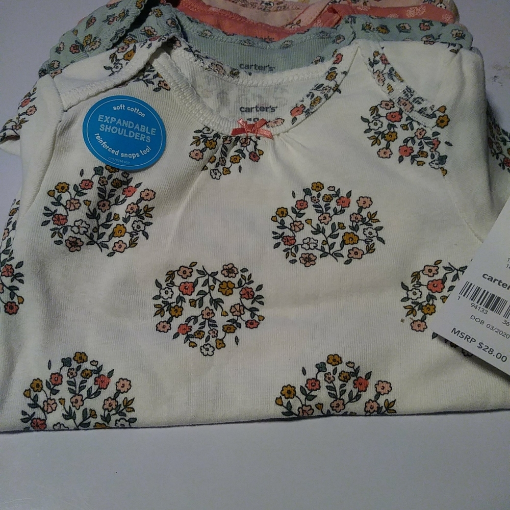 Carters Baby Girl 5 Pack Floral Themed Bodysuits